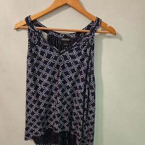 White House Black Market Navy Patterned Sleeveless Top